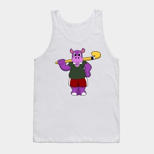 Hippo at Hockey with Hockey bat Tank Top